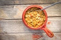 Bowl of nutritious lentil and mushroom soup Royalty Free Stock Photo