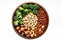 Bowl of Nuts, Broccoli, Carrots, and Cashews