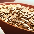 Bowl of oat flakes. 3d rendering, 3d illustration. Generative AI