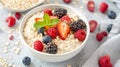 A Bowl of Oatmeal with Berries Royalty Free Stock Photo