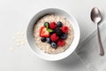 Bowl oatmeal porridge muesli. Generate Ai