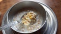 Bowl of oatmeal and a spoon