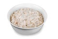 Bowl of oats porridge isolated on a white Royalty Free Stock Photo