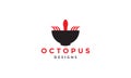 Bowl with octopus logo vector icon illustration design Royalty Free Stock Photo