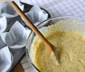 Bowl of Orange and Poppyseed Cake Batter.