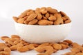 Bowl OF ORGANIC Almond background texture .