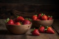 Bowl organic strawberries food. Generate Ai