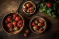 Bowl organic strawberries. Generate Ai