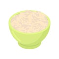 Bowl of Parboiled rice cereal isolated. Healthy food for breakfast. Vector illustration