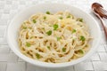 Bowl of Pasta Fettucine Alfredo with Parsley Royalty Free Stock Photo