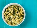 Bowl of Pasta Spinach and Pine Kernels Salad Royalty Free Stock Photo