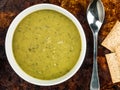 Bowl of Pea and Mint Soup Royalty Free Stock Photo