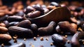 A bowl of peanuts on a table with other nuts, AI