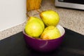 Bowl Of Pears Up Close Side View Fresh