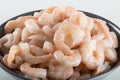 A bowl of peeled fresh raw white shrimp with tail Royalty Free Stock Photo