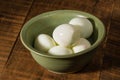 Bowl of peeled hard boiled eggs Royalty Free Stock Photo