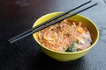 Bowl of Penang prawn mee, popular noodle in Malaysia Royalty Free Stock Photo