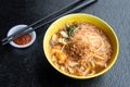 Bowl of Penang prawn mee, popular noodle in Malaysia Royalty Free Stock Photo