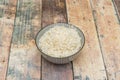 Small bowl of white rice ready to serve as garnish Royalty Free Stock Photo