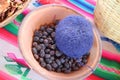 Bowl of Peruvian Alpaca Wool Yarn Balls Dyed from Natural Local Plants, the Andes Village of Chinchero, Cuzco Region, Peru Royalty Free Stock Photo