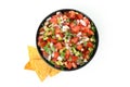 Bowl of Pico de Gallo isolated on white background