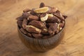 Bowl of Pili Nuts from the Philippines on a Wooden Table