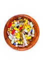 Bowl of pills and syringes addiction concept Royalty Free Stock Photo