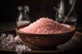 Bowl pink salt spices. Generate Ai