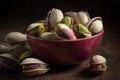 Bowl pistachio food. Generate Ai