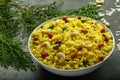 Bowl of poha, healthy breakfast.