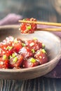 Bowl of poke - traditional Hawaiian dish Royalty Free Stock Photo