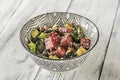 Bowl of poke - traditional Hawaiian dish Royalty Free Stock Photo