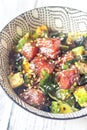 Bowl of poke - traditional Hawaiian dish Royalty Free Stock Photo