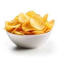 bowl of potato chips isolated white background Royalty Free Stock Photo
