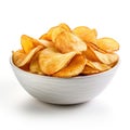 bowl of potato chips isolated white background Royalty Free Stock Photo
