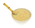 Bowl of potato and leek soup with spoon Royalty Free Stock Photo