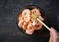 Bowl of prawns and chili flakes