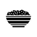 bowl prepared rice glyph icon vector illustration