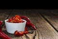 Bowl with preserved red Chilis Royalty Free Stock Photo