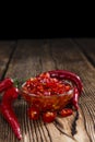 Bowl with preserved red Chilis Royalty Free Stock Photo