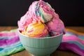 bowl of rainbow sherbet swirl ice cream