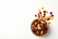 Bowl with raisins on white background top view Royalty Free Stock Photo