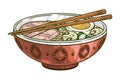 Bowl ramen colorful element detailed