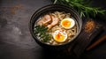 Japanese-inspired Ramen Noodle Soup With Eggs, Cabbage, And Herbs