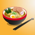 a bowl of ramen illustration, clip art