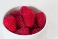 A bowl of raspberries, up close Royalty Free Stock Photo