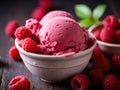 a bowl of raspberry ice cream