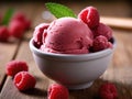 a bowl of raspberry ice cream