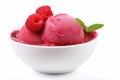 Bowl raspberry sorbet food. Generate Ai