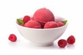 Bowl raspberry sorbet food. Generate Ai